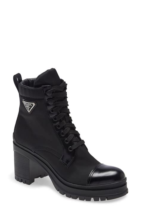 prada square toe suede boot|prada block heel combat boots.